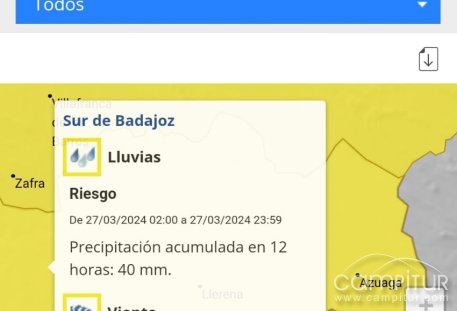 Aviso amarillo en Extremadura para este Miércoles Santo 