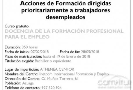 Curso “Docencia de la Formación Profesional para el Empleo” en Azuaga 