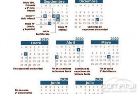 Calendario Escolar Curso 2019/2020 en Extremadura 