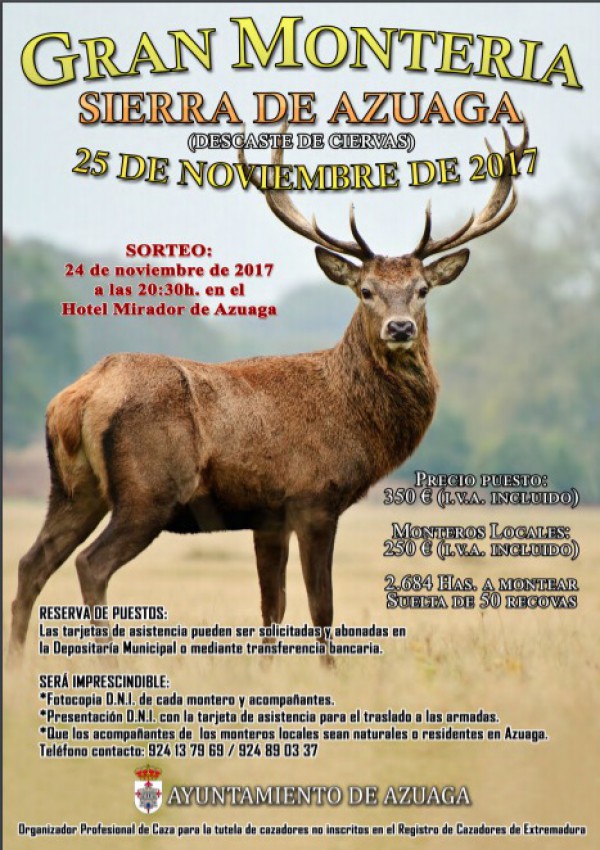 Cartel de Gran Montería Sierra de Azuaga 2017