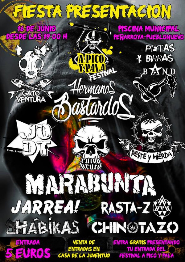Cartel de Fiesta de presentación del festival A Pico y Pala 2018