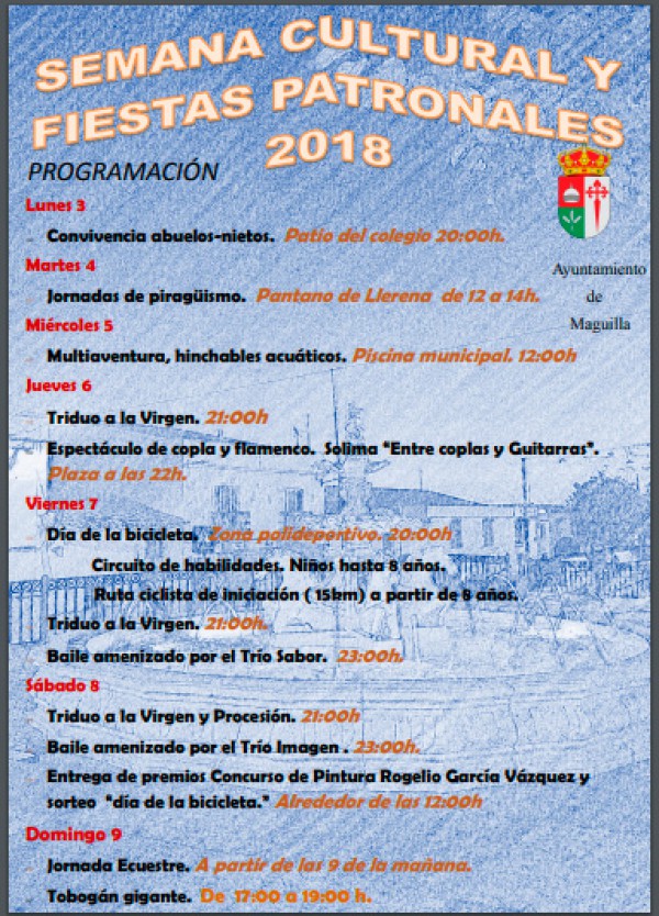 Cartel de emana Cultural y Fiestas Patronales en Maguilla