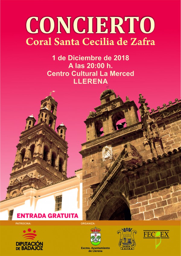 Cartel de Concierto Coral Santa Cecilia de Zafra