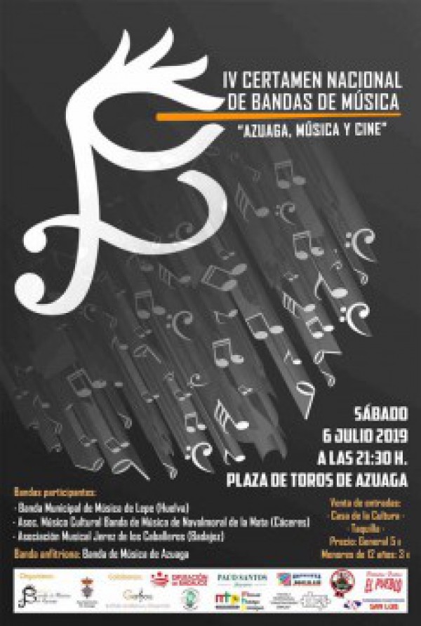 Cartel de IV Certamen Nacional de Bandas de Música “Azuaga, Música y Cine”