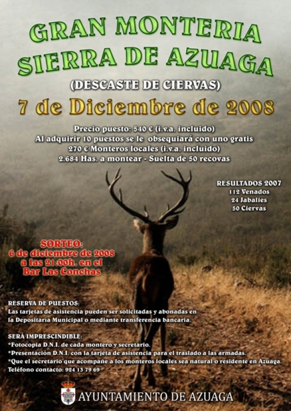 Cartel de Gran Montería Sierra de Azuaga
