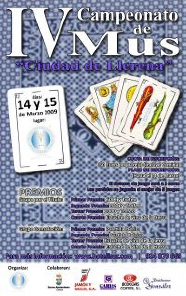 Cartel de IV Campeonato de Mus Ciudad de Llerena