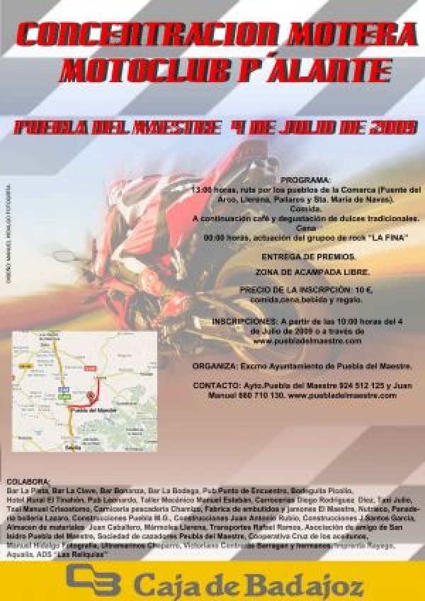Cartel de Concentración Motera Motoclub P´adelante 