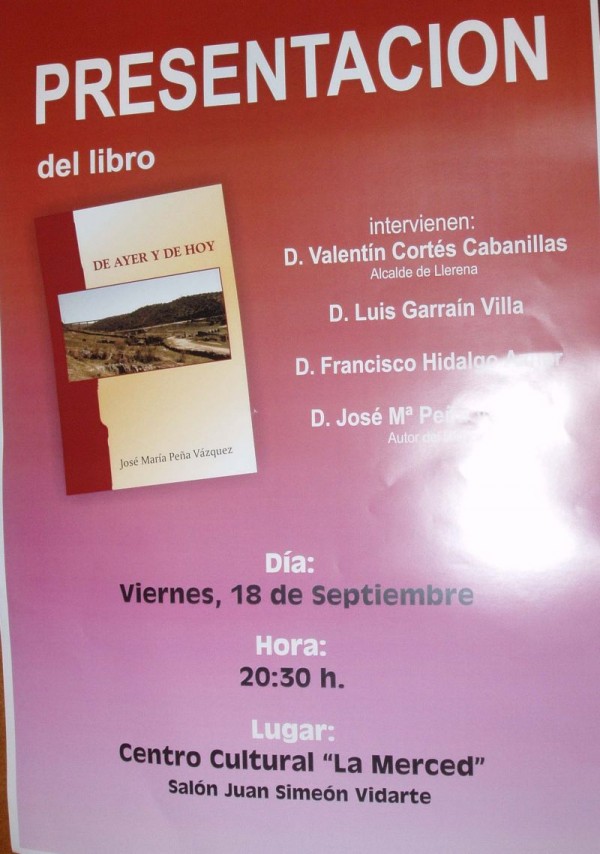 Cartel de Presentación del libro “De ayer y de hoy”