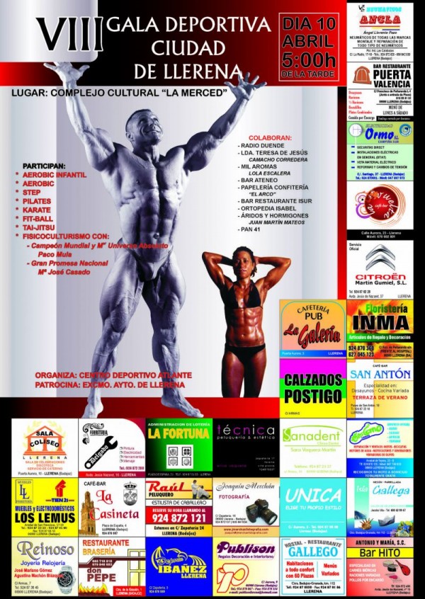 Cartel de VIII Gala Deportiva en la Ciudad de Llerena