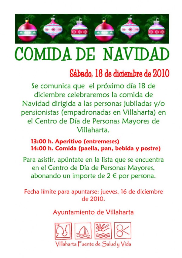 Cartel de Comida de Navidad para jubilados y pensionistas 