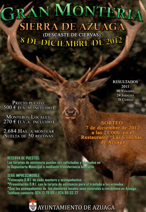 Cartel de Gran Montería Sierra de Azuaga 2012 