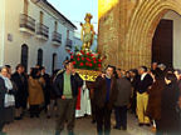 Cartel de San Sebastián en Granja de Torrehermosa 