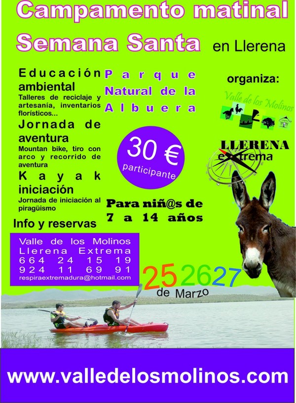Cartel de Campamento Matinal en el Parque de la Albuera durante Semana Santa
