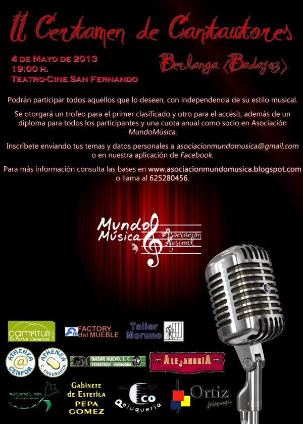 Cartel de II Certamen de Cantautores en Berlanga