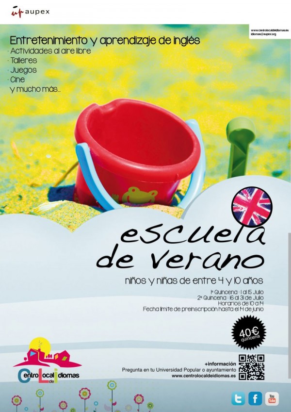 Cartel de Escuela de Verano de Inglés para niñ@s