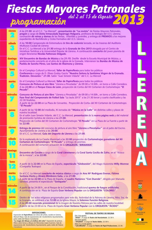 Cartel de Fiestas Mayores Patronales 2013 de Llerena