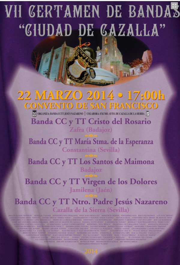 Cartel de VII Certamen de Bandas “Ciudad de Cazalla”