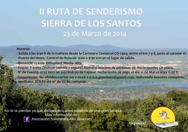 Cartel de II Ruta de Senderismo Sierra de los Santos
