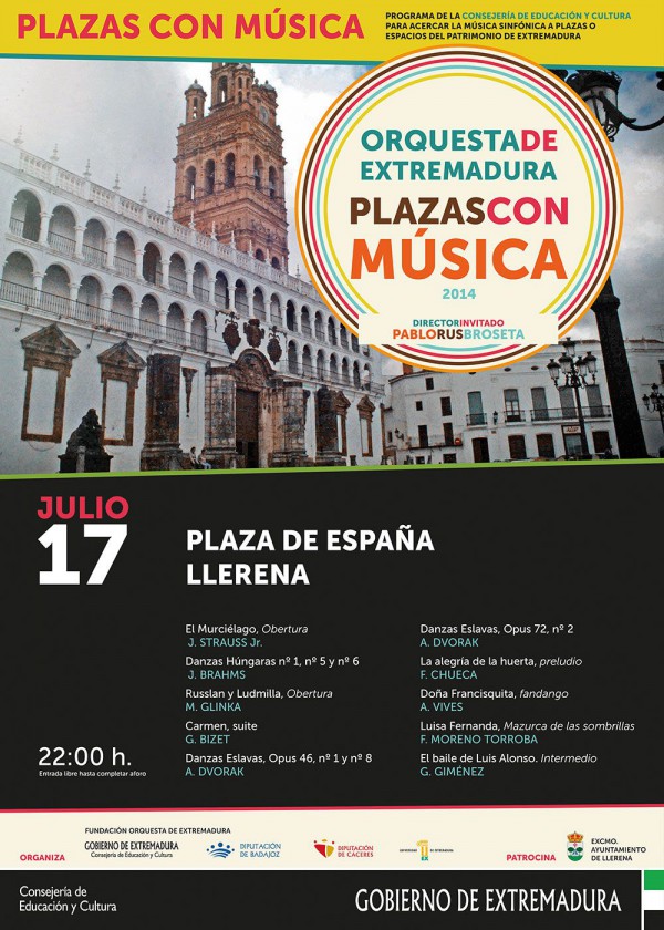 Cartel de "Plazas con Música" en Llerena