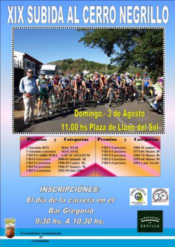 Cartel de XIX Subida al Cerro Negrillo en Bicicleta
