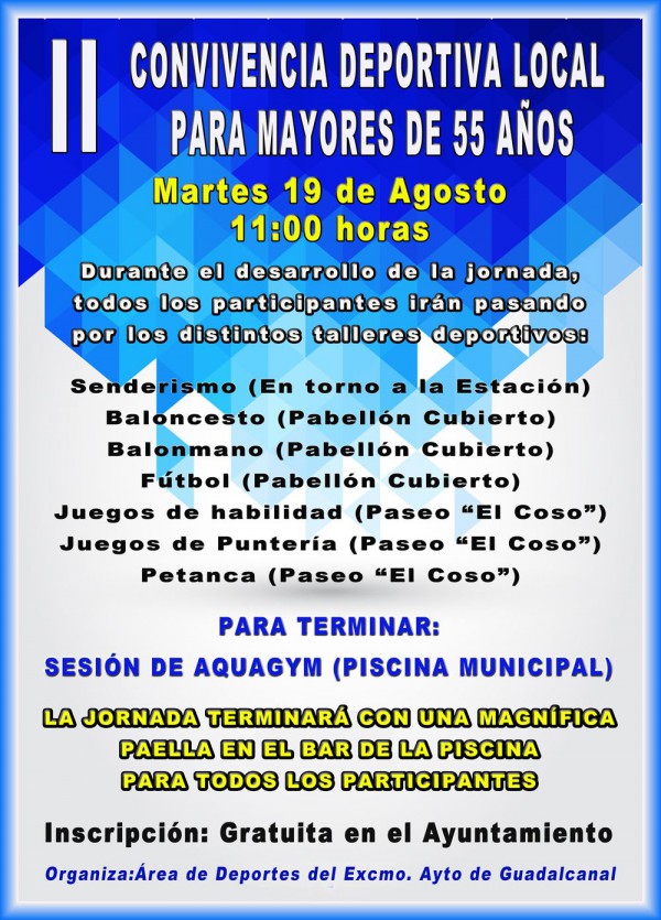 Cartel de Actividad dirigida a personas mayores de 55 años 