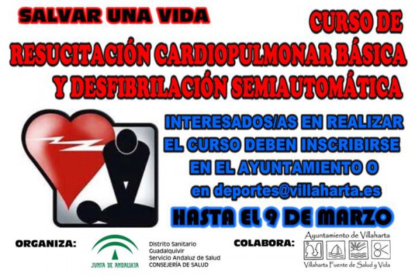 Cartel de Curso Resucitación Cardiopulmonar Básica y Desfibrilación Semiautomática