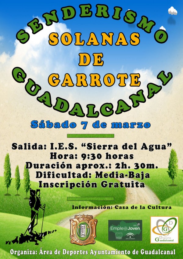 Cartel de "Senderismo Solanas del Garrote" en Guadalcanal