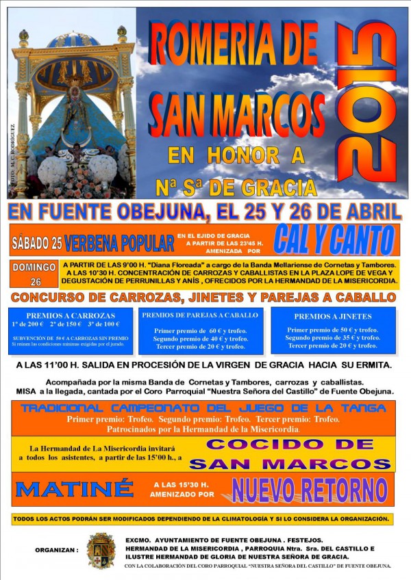 Cartel de Romería de San Marcos en Fuente Obejuna