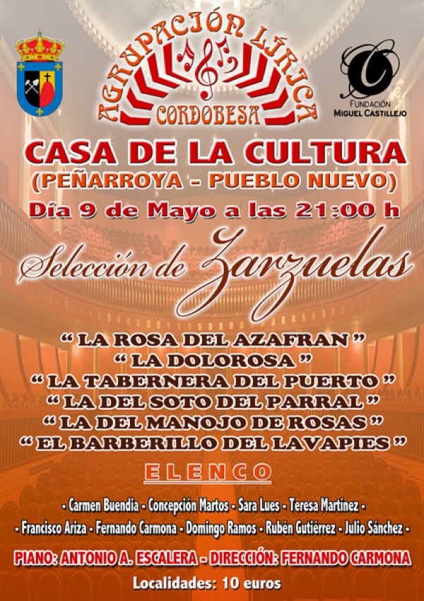 Cartel de Espectáculo de Zarzuelas en Peñarroya