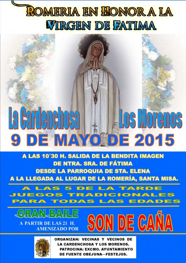 Cartel de Romería en La Cardenchosa y Los Morenos en honor a la Virgen de Fátima