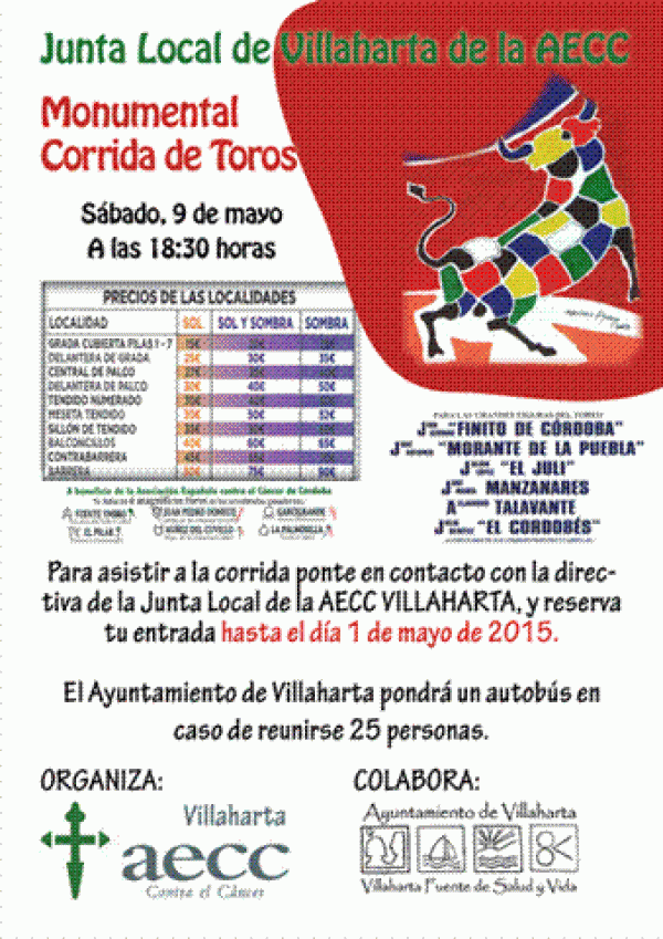 Cartel de Viaje Monumental Corrida de Toros desde Villaharta