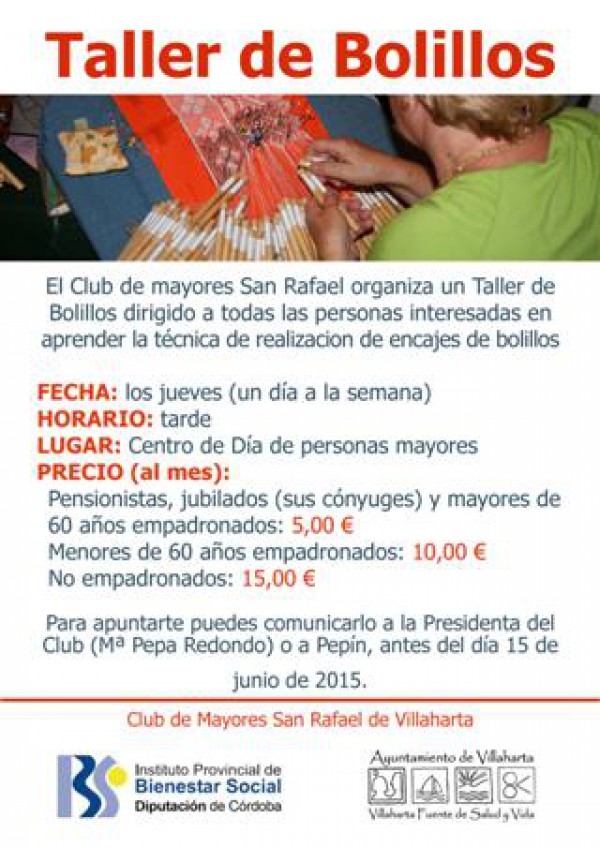 Cartel de Taller de Bolillos en villaharta