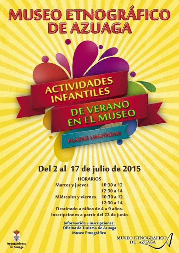 Cartel de Actividades infantiles de verano en el Museo Etnográfico de Azuaga
