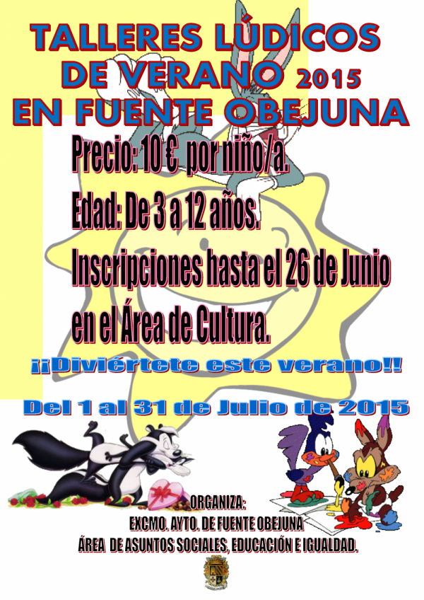 Cartel de Talleres Lúdicos de Verano 2015 en Fuente Obejuna