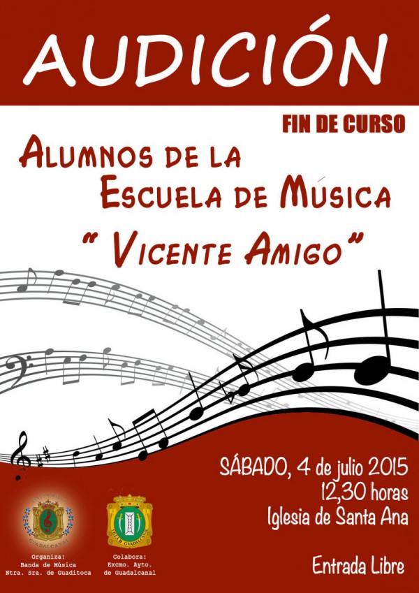 Cartel de Audición de Alumnos de la Escuela de Música "Vicente Amigo" en Guadalcanal