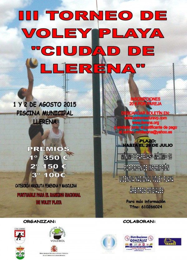 Cartel de III Tornero Voley Playa"Ciudad de Llerena"