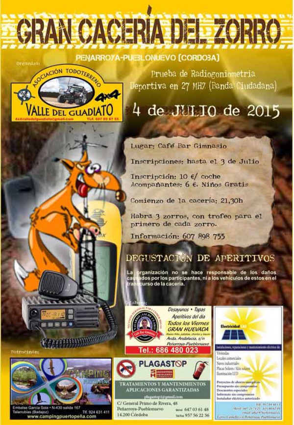 Cartel de Gran cacería del Zorro en Peñarroy-Pueblonuevo