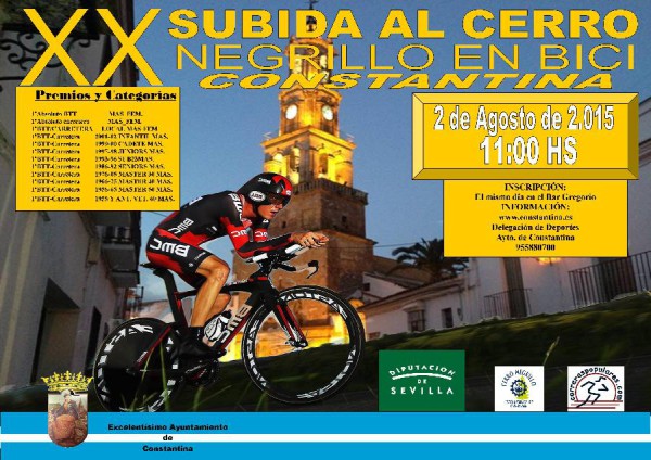 Cartel de XX Subida al Cerro Negrillo en Bici. Constantina