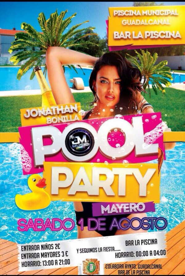 Cartel de Pool Party. Piscina Municipal Guadalcanal