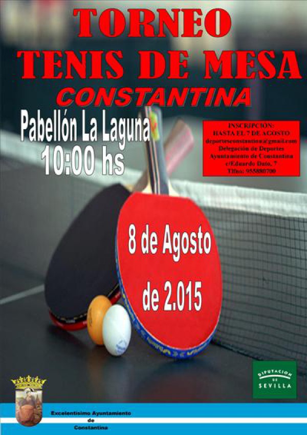 Cartel de Abierto el plazo de inscripción para el Torneo de Tenis de Mesa de Constantina