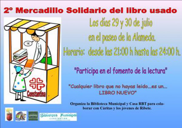 Cartel de II Mercadillo solidario de libro usado Constantina 2015