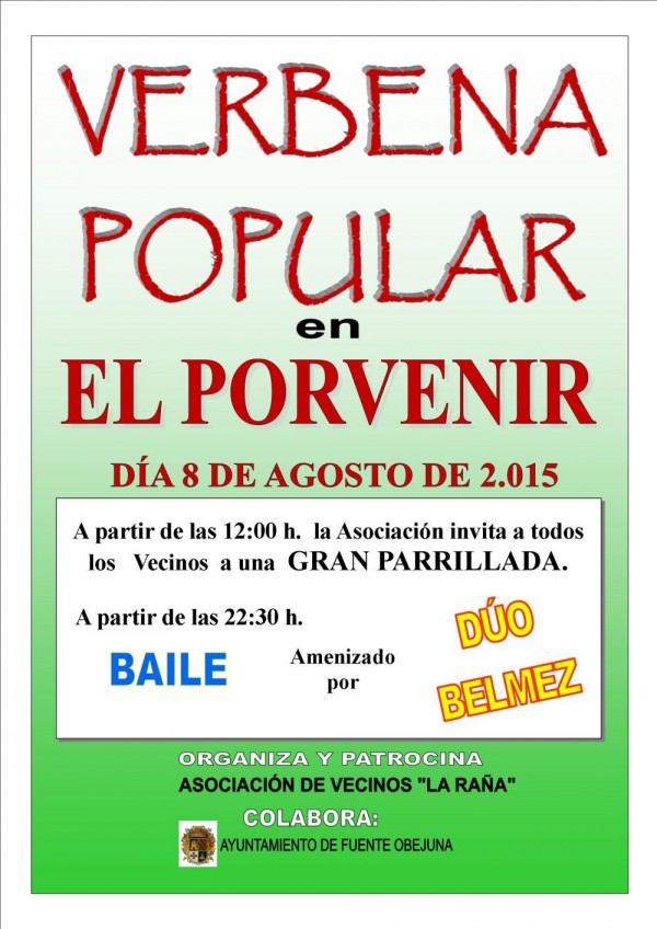 Cartel de Verbena Popular en El Porvenir