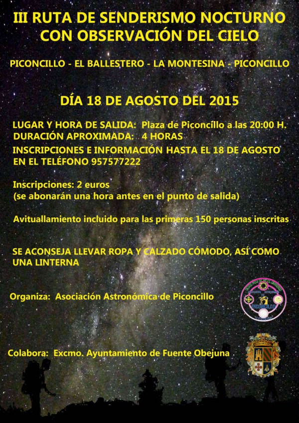 Cartel de III Ruta de Senderismo Nocturno con observación del cielo