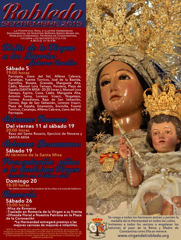 Cartel de Visita de la Virgen del Robledo a los Barrios Lobera y Tardón