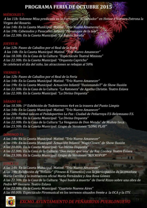 Cartel de Feria de Octubre en honor la Virgen del Rosario