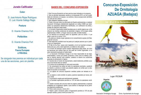 Cartel de I Concurso-Exposición de Ornitología de Azuaga 