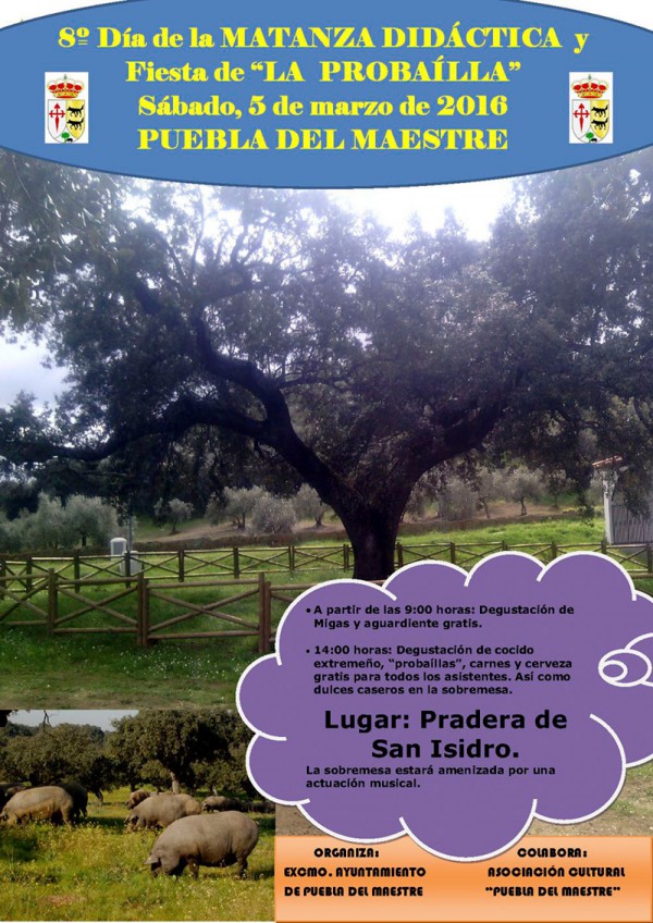 Cartel de 8º Día de la Matanza Didáctica y Fiesta de “La Probadilla”