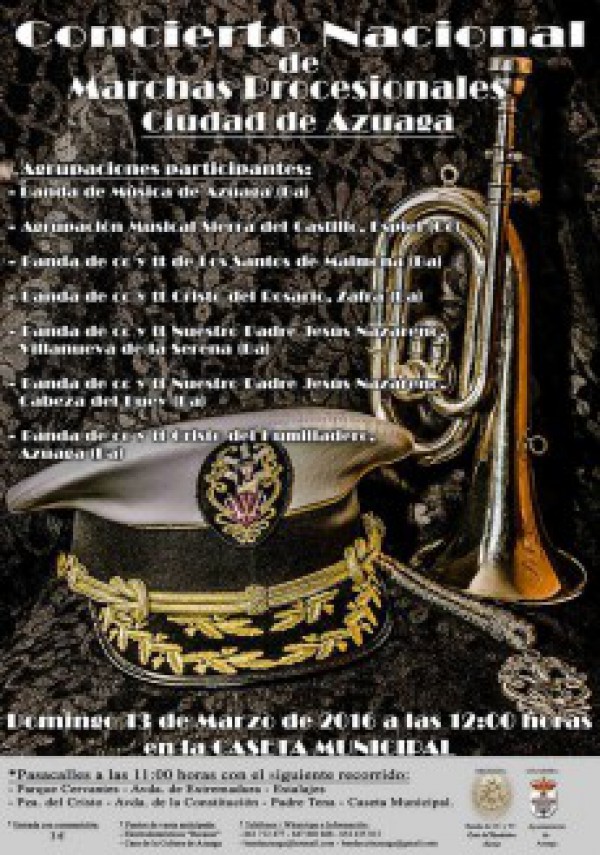 Cartel de Concierto Nacional de Marchas Procesionales “Ciudad de Azuaga”