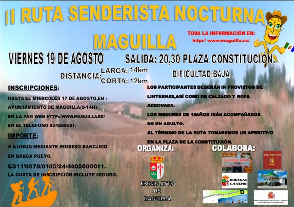 Cartel de II Ruta Senderista Nocturna de Maguilla