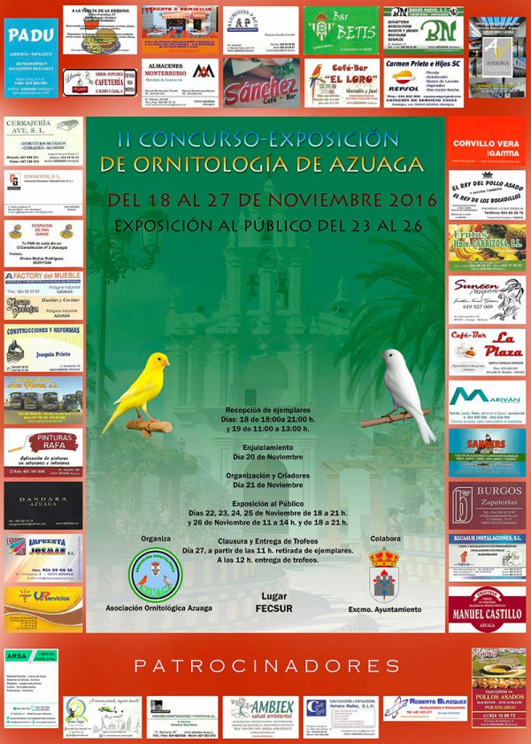 Cartel de II Concurso-Exposición de Ornitología de Azuaga 